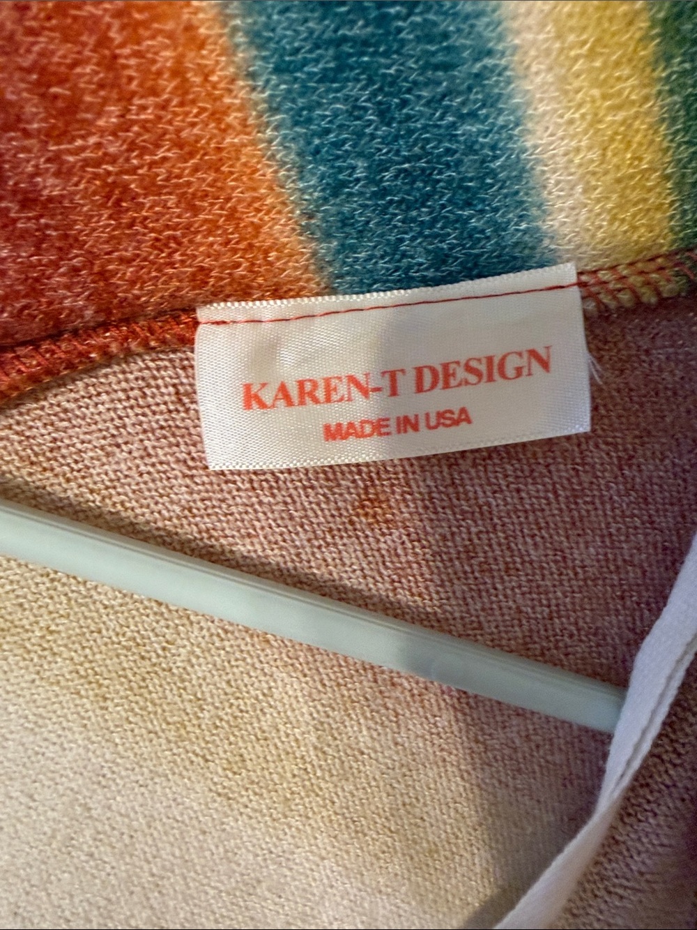 Striped Long Open-Front Cardigan Sweater in Rust Multi - Picture 3 of 4